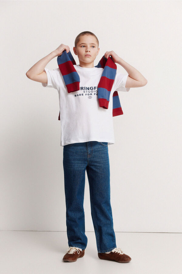 Springfield Kids Dečija majica sa kratkim rukavima &scaron;irokog kroja Bela