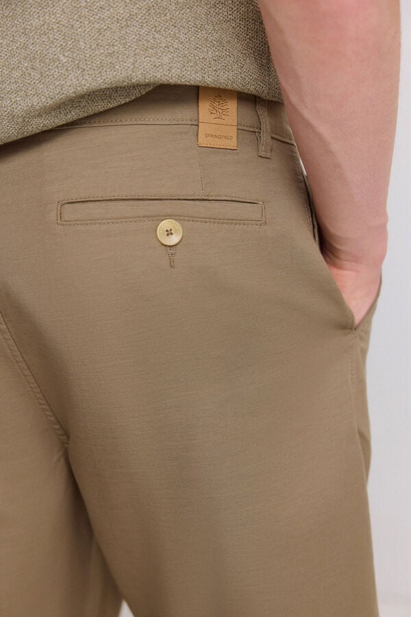 Springfield Wide & relaxed fit technical Bermuda shorts beige