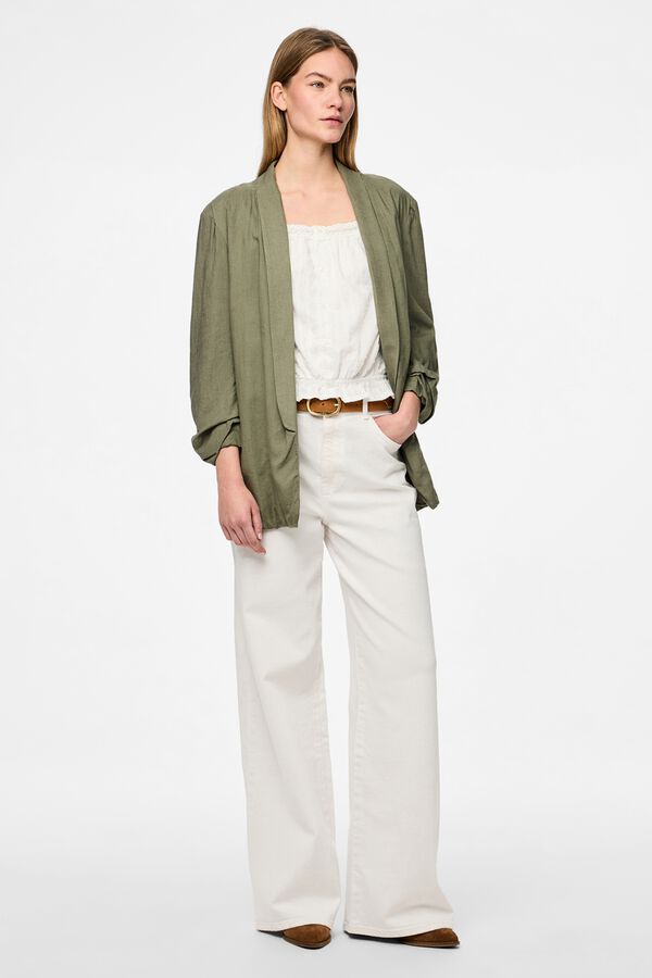 Pieces 3/4 sleeve blazer green