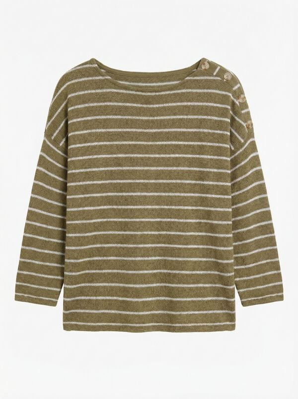 Springfield T-shirt &agrave; rayures boutons aux &eacute;paules beige