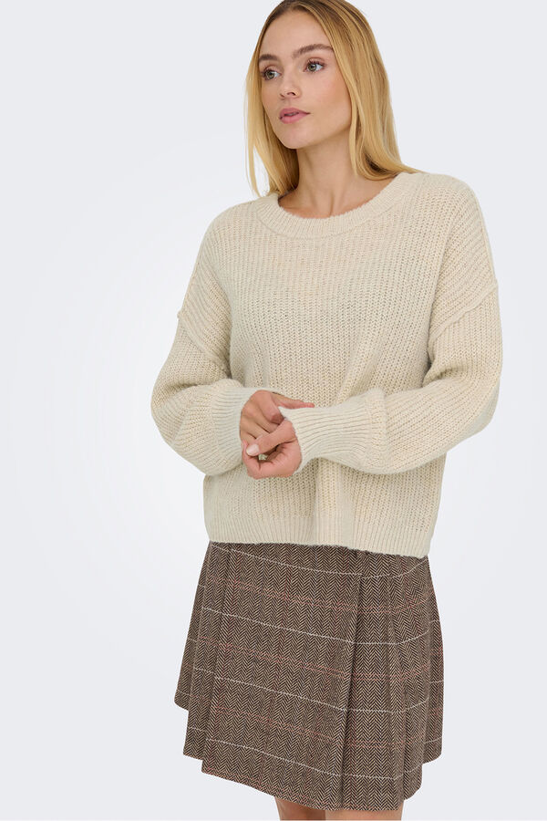 Only Jersey de cuello redondo beige