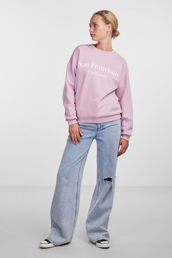 Springfield Sweatshirt de mulher, de manga comprida e gola fechada. rosa
