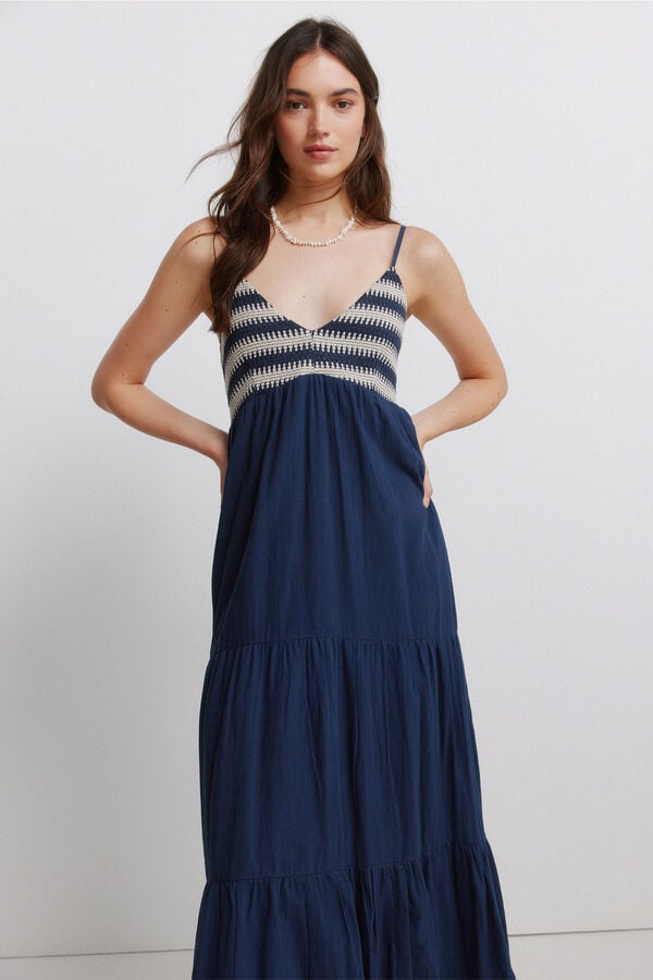 Springfield Crochet strap dress blue