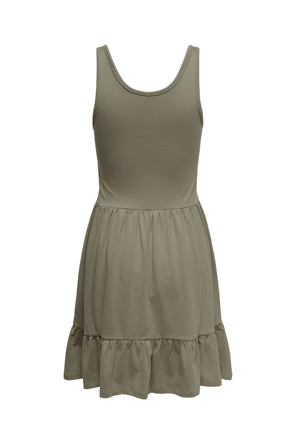 Only Vestido corto color liso kaki