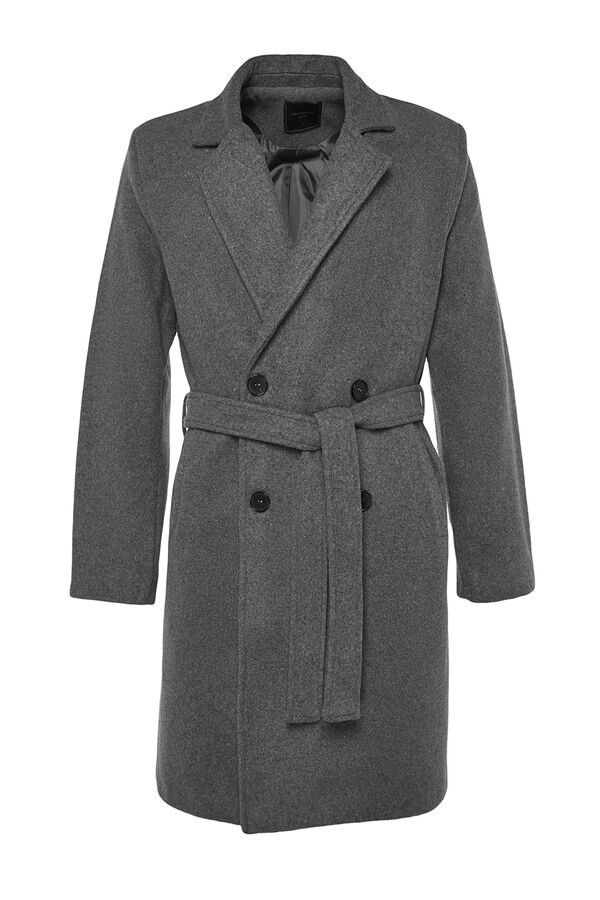 Trendyol Sobretudo longo com detalhe de cinto cinzento