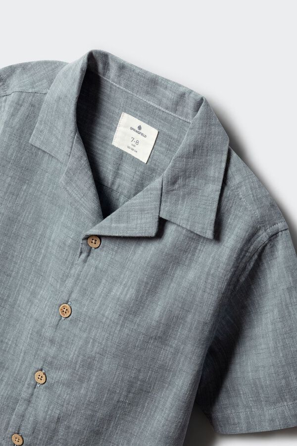 Springfield Kids Dečija ko&scaron;ulja kratkih rukava lanenog izgleda Plava