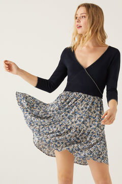 Springfield Strickkleid Bimaterial blau