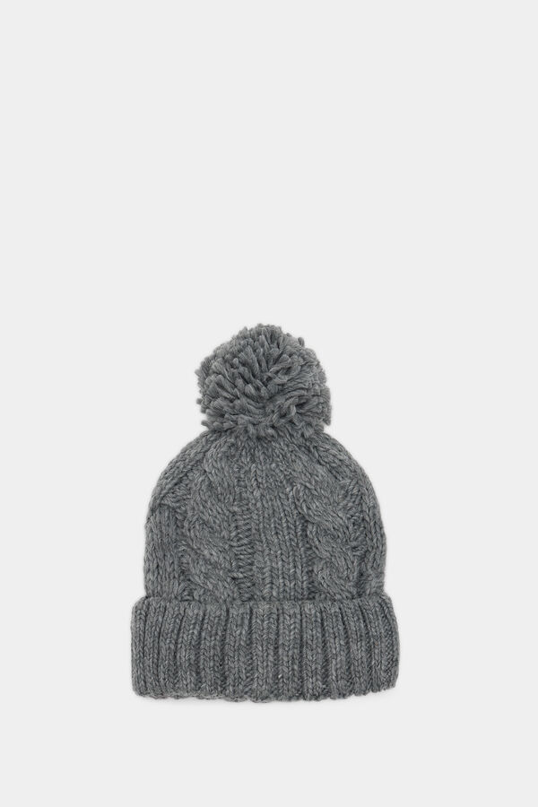 Springfield jersey-knit braided pompom hat gray