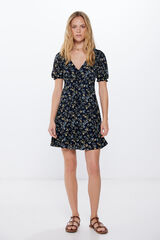 Springfield Short dress with ruched sleeves navy