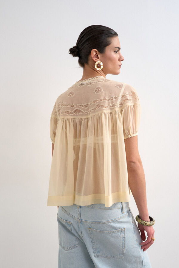 Topshop Blusa semitransparente beige