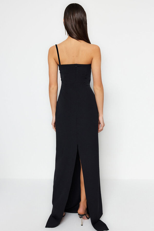 Trendyol Vestido longo assim&eacute;trico preto