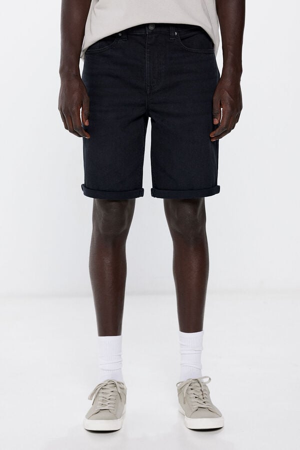 Springfield Essential black denim Bermuda shorts black