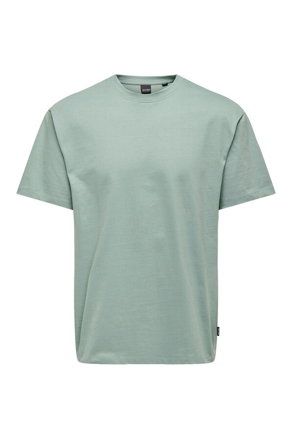 Only & Sons Camiseta de hombre relaxed fit. 100% algod&oacute;n org&aacute;nico. verde