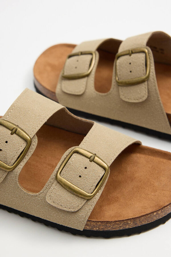 Inside Double buckle bio sandals brown