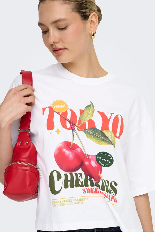 Only Camiseta dibujo frontal blanco