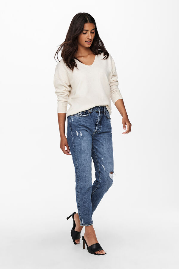 Only Jersey de cuello pico beige