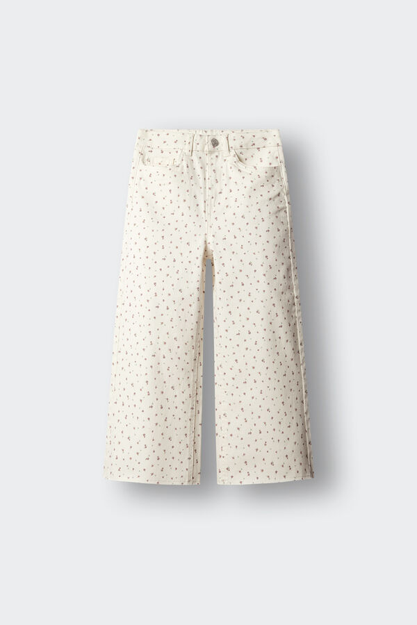 Springfield Kids Pantal&oacute;n culotter sarga flores ni&ntilde;a beige