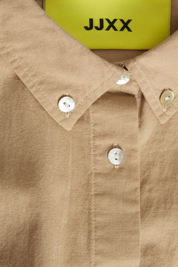 Springfield Camisa crop de lino de manga corta brown