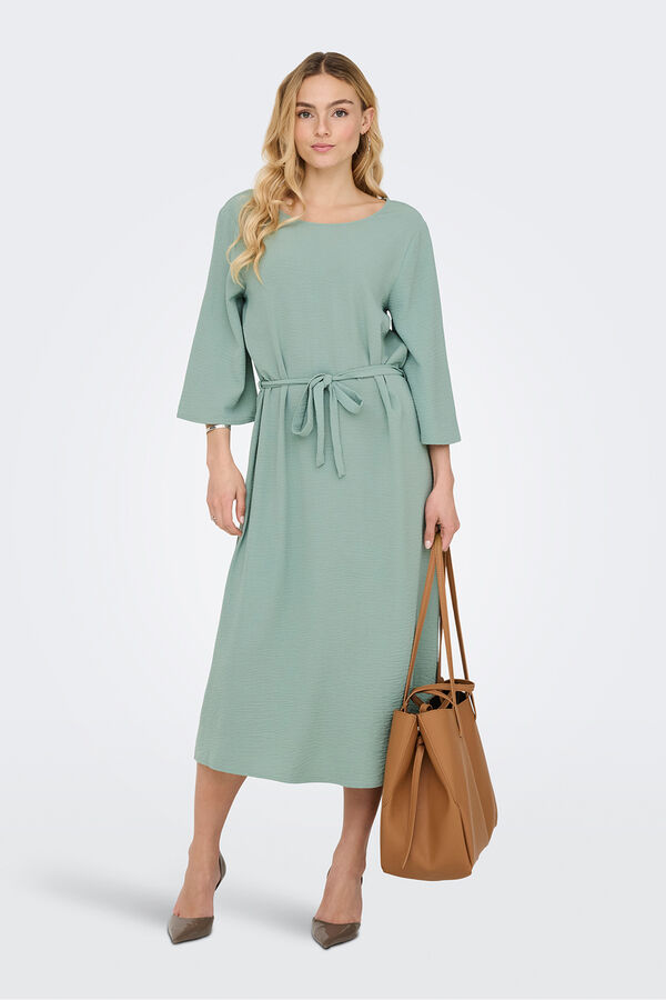 JDY Vestido midi manga 3/4 gris