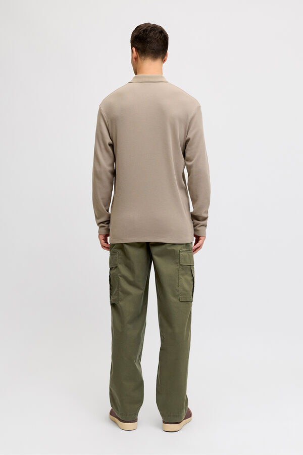 JJ REBEL Pantal&oacute;n cargo algod&oacute;n tiro medio verde