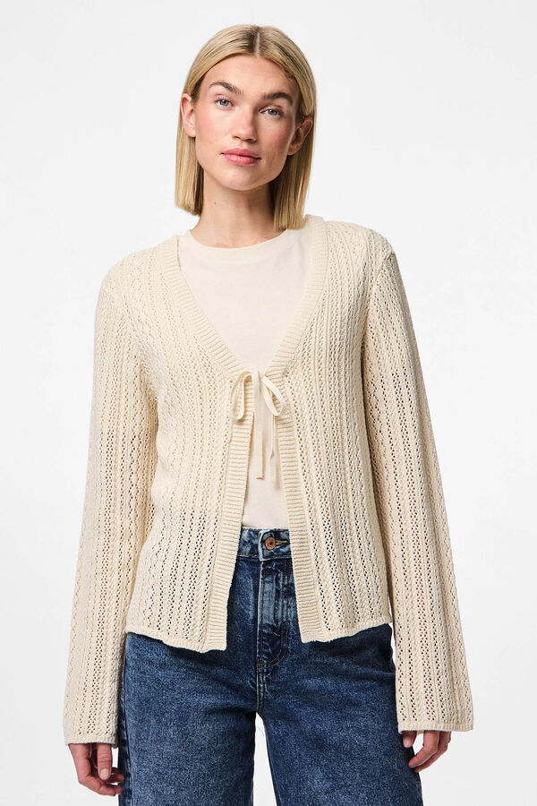 Pieces Strickjacke aus Baumwolle  Grau