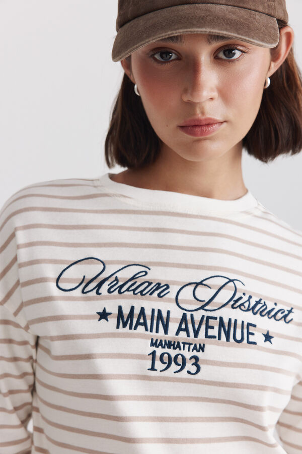 Springfield Striped fine knit jumper white