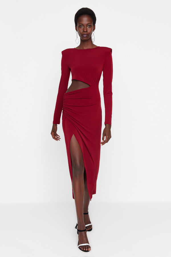 Trendyol Vestido midi de noche burdeos