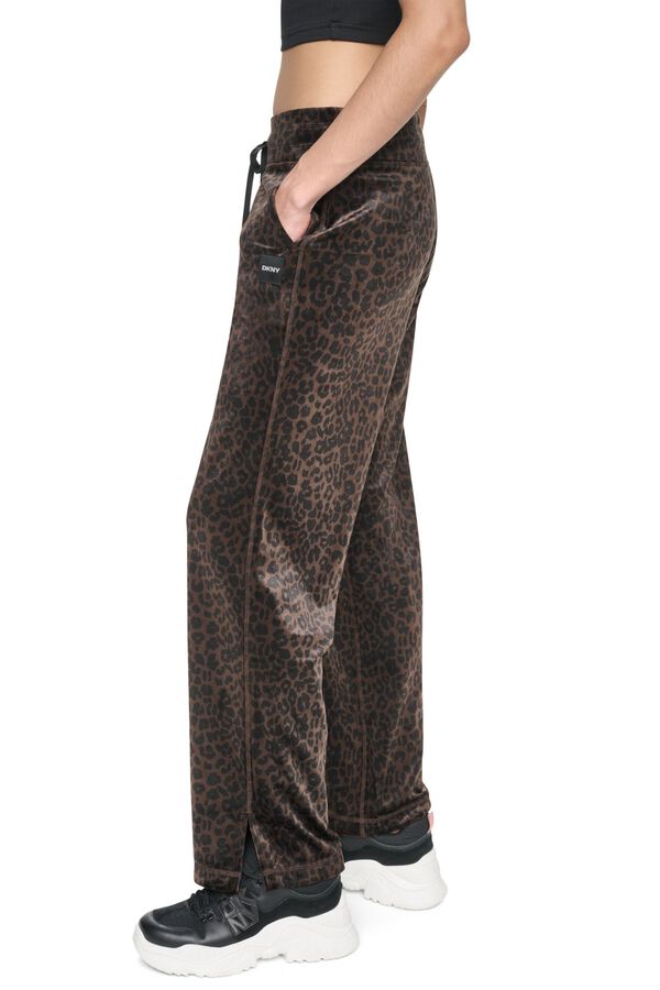 DKNY Cal&ccedil;a comprida cintura ajust&aacute;vel logo castanho