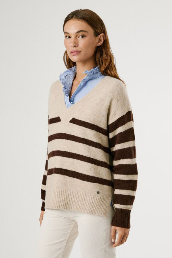 Pepe Jeans Cecil Stripe Jersey-Knit Jumper marron