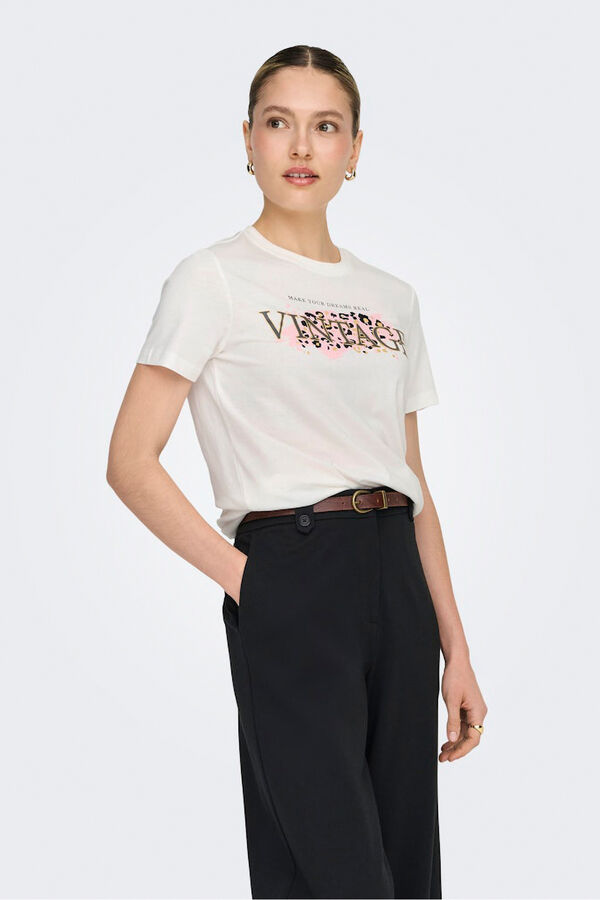 Only Front print T-shirt white