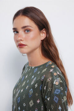 Springfield Camiseta estampada com efeito linho