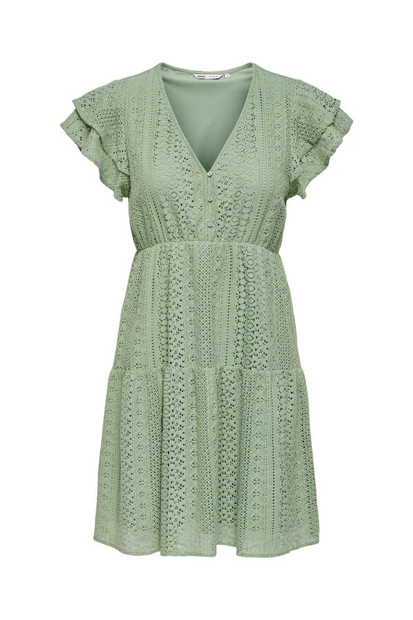 Only Short dress with openwork details green