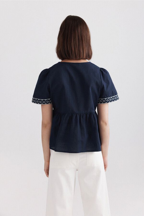 Springfield Peplum shirt with neckline details blue