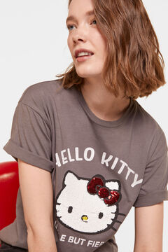 Springfield T-Shirt „Hello Kitty“ Pailletten schwarz