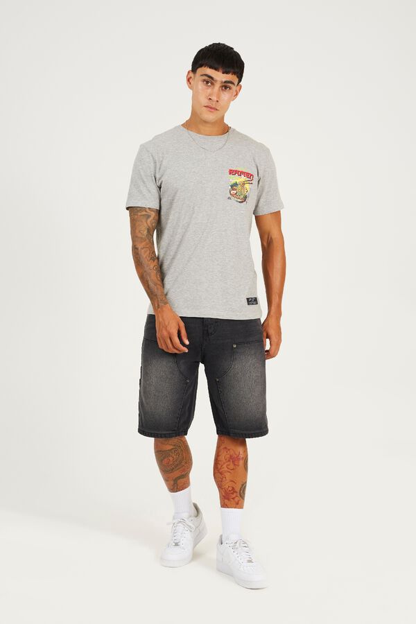 Brave Soul Oriental print short sleeve T-shirt grey