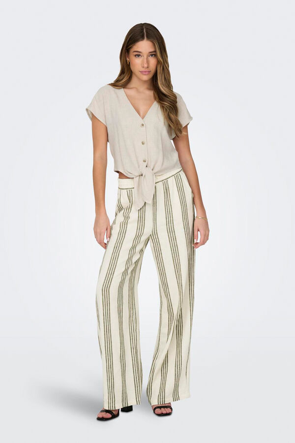 Only short sleeve linen shirt grey