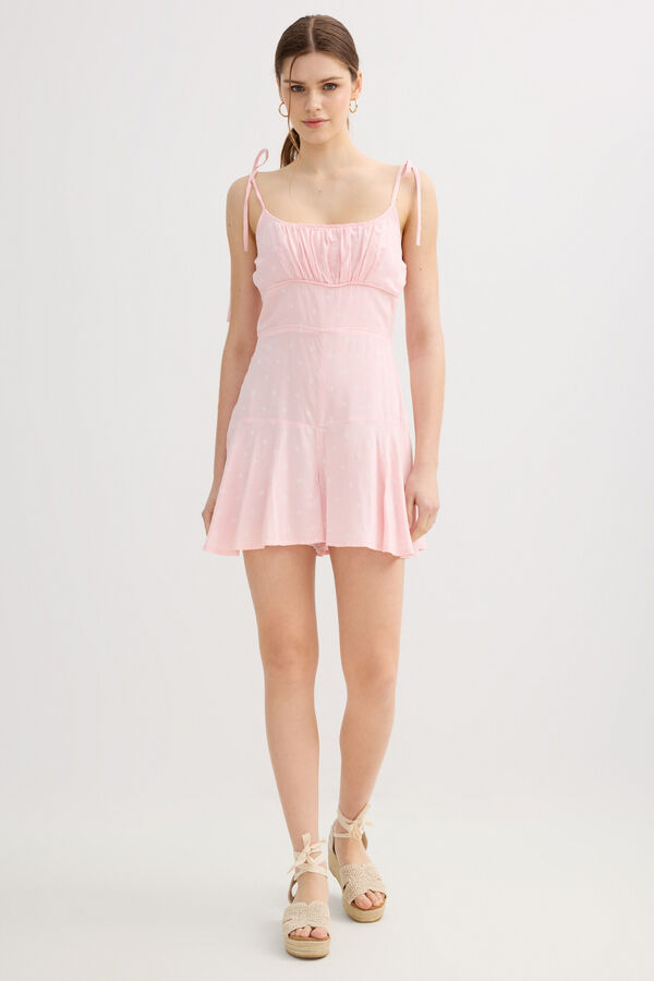 Inside Macac&atilde;o curto estampado com folhos rosa