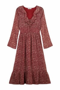 Springfield Print midi dress with ruffle neckline