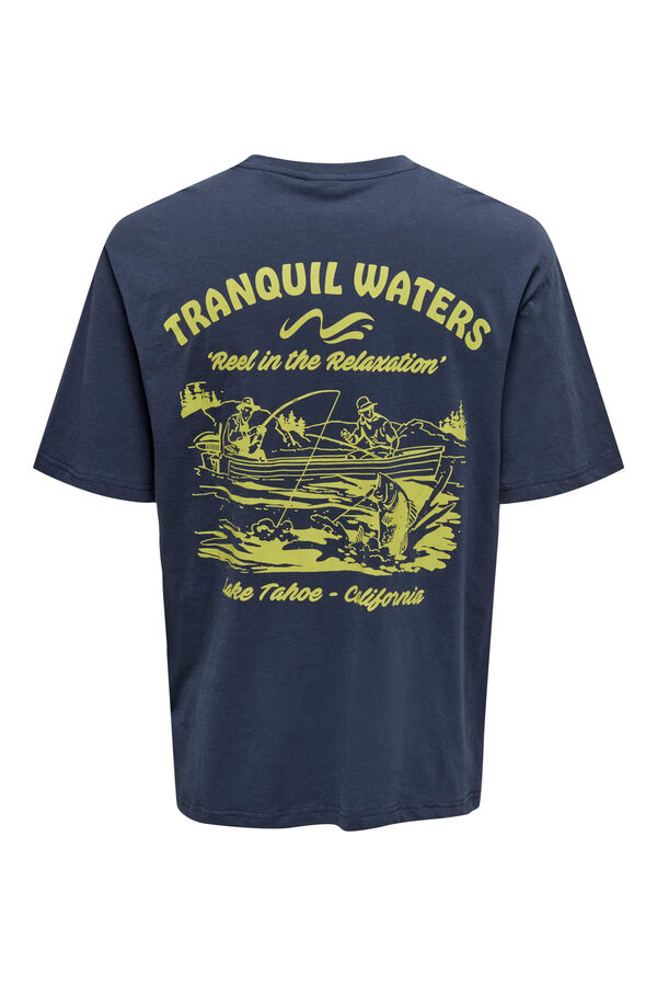 Only & Sons T-shirt front and back drawing blue