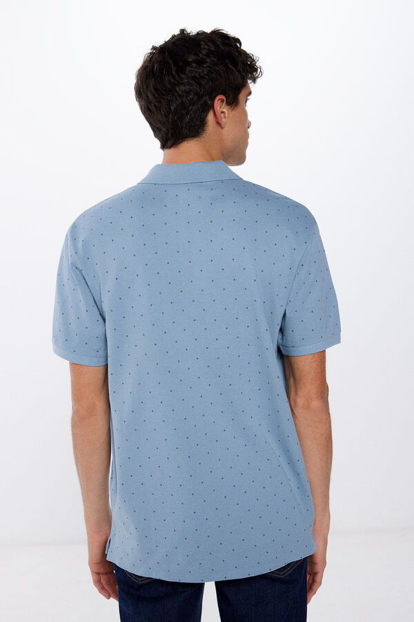 Springfield Regular fit printed piqué polo shirt blue mix