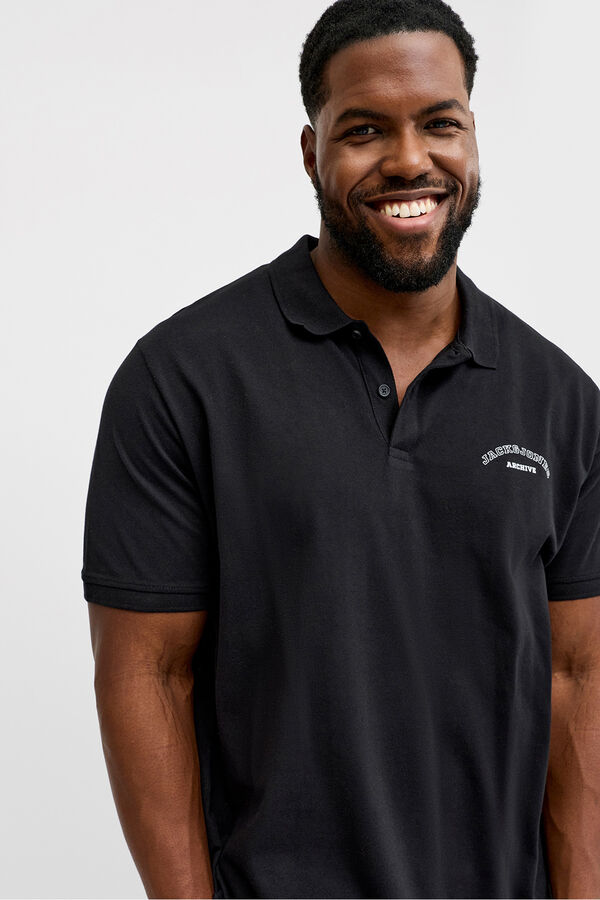 Jack & Jones PLUS Polo b&aacute;sico manga corta negro