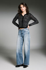 Only Sequin polo shirt black