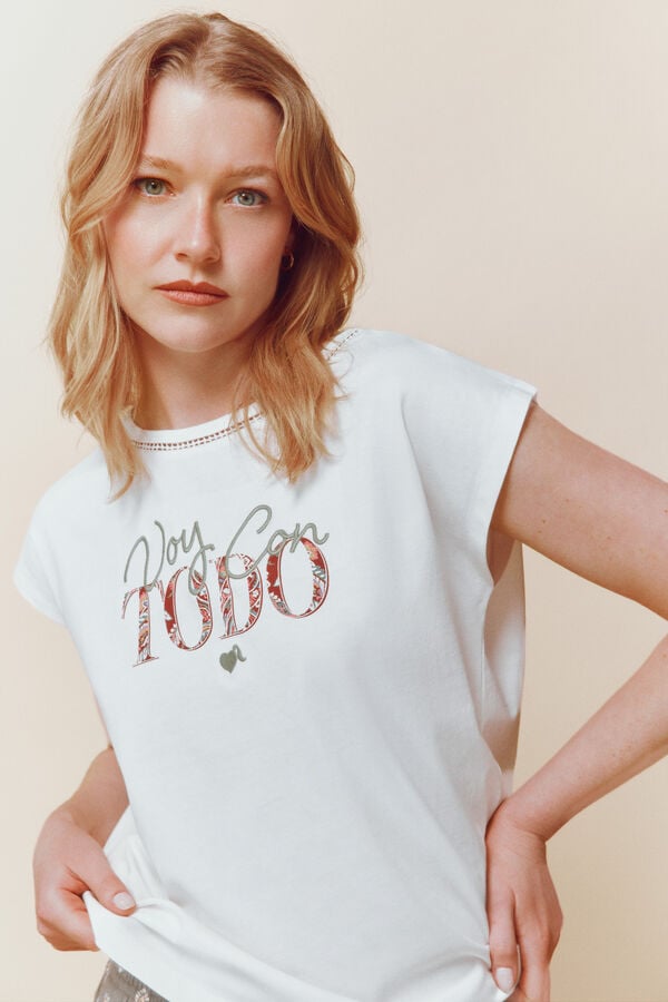 Springfield T-shirt "Voy con todo" beige