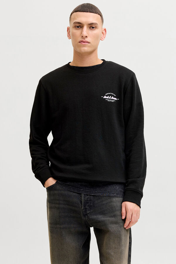 Jack & Jones Sweatshirt b&aacute;sica logo preto
