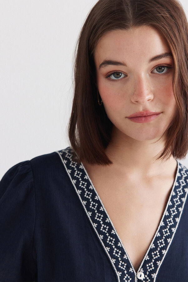 Springfield Peplum shirt with neckline details blue