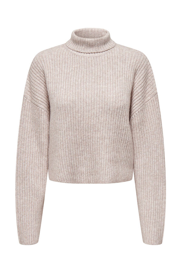 Only Jersey de cuello alto beige