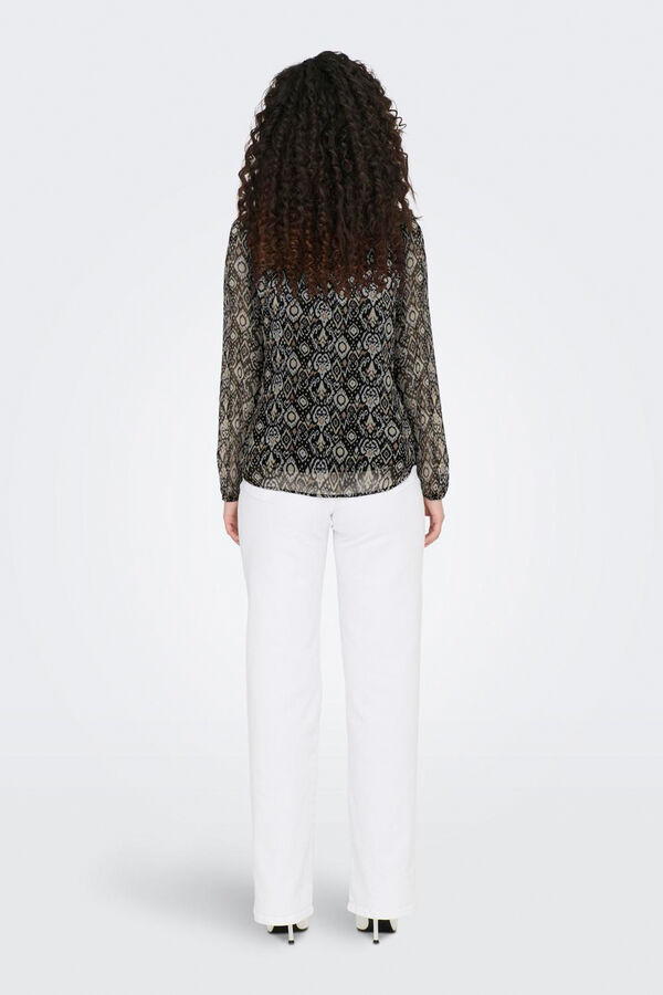 Only Blusa fluida com gola mao cinzento