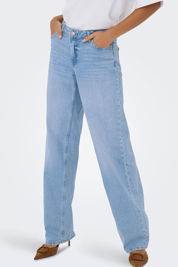 JDY Jeans rectos tiro medio azul