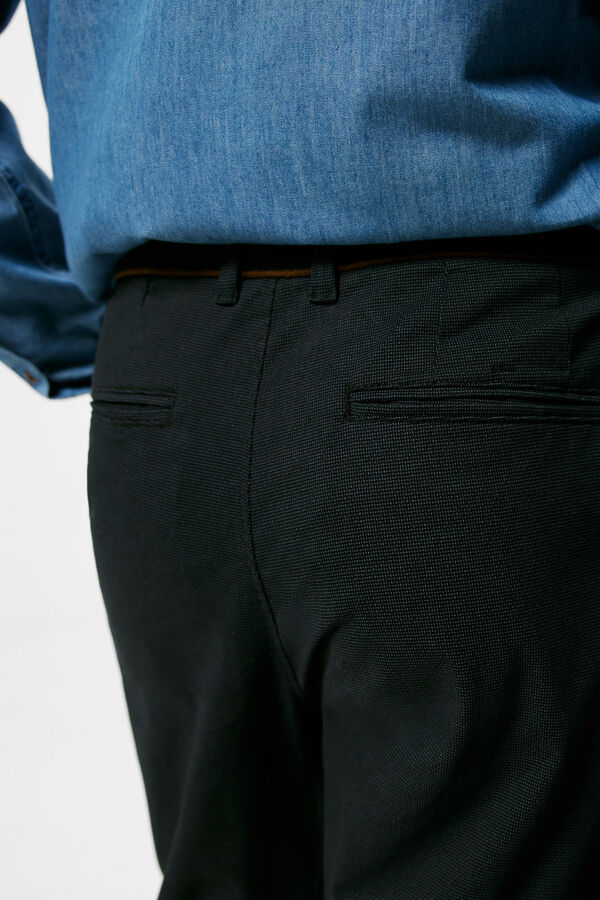 Springfield Pantalon chino micro-imprimé noir