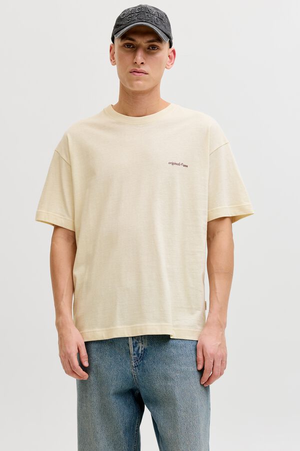 Jack & Jones Camiseta loose algod&oacute;n beige